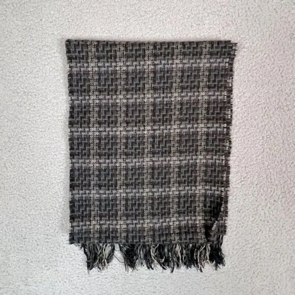 MENS ACRYLIC SCARF DARK GRAY/BLACK PATTERN